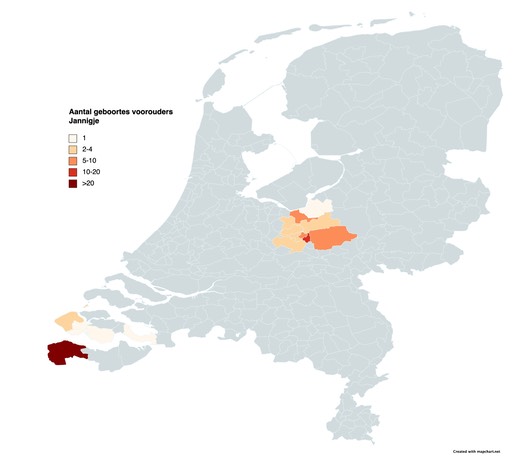 Aantal geboortes voorouders Jannigje